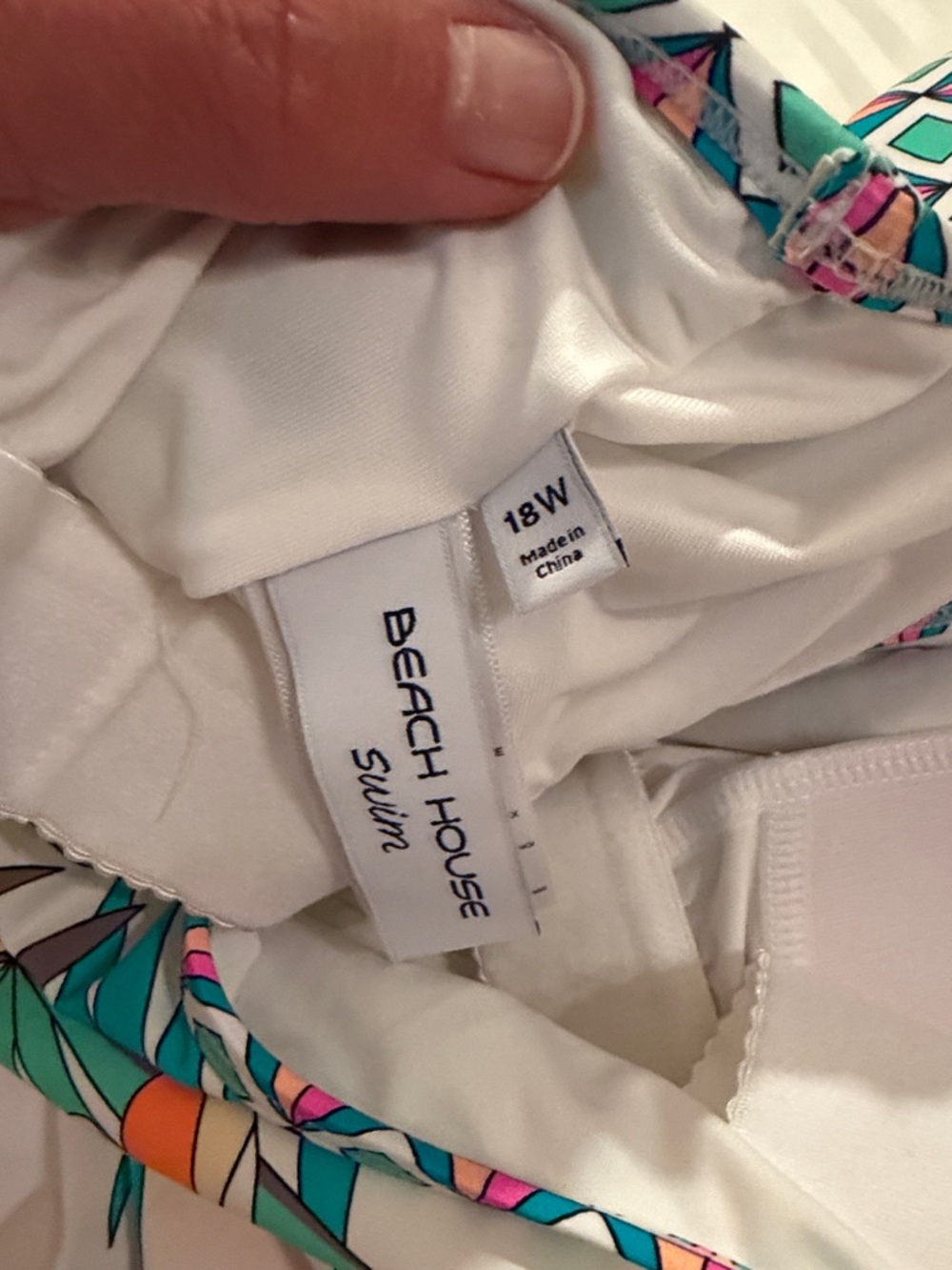 Beach House Turquoise and White Swim Top with Geometric Accent - Picture 11 of 14